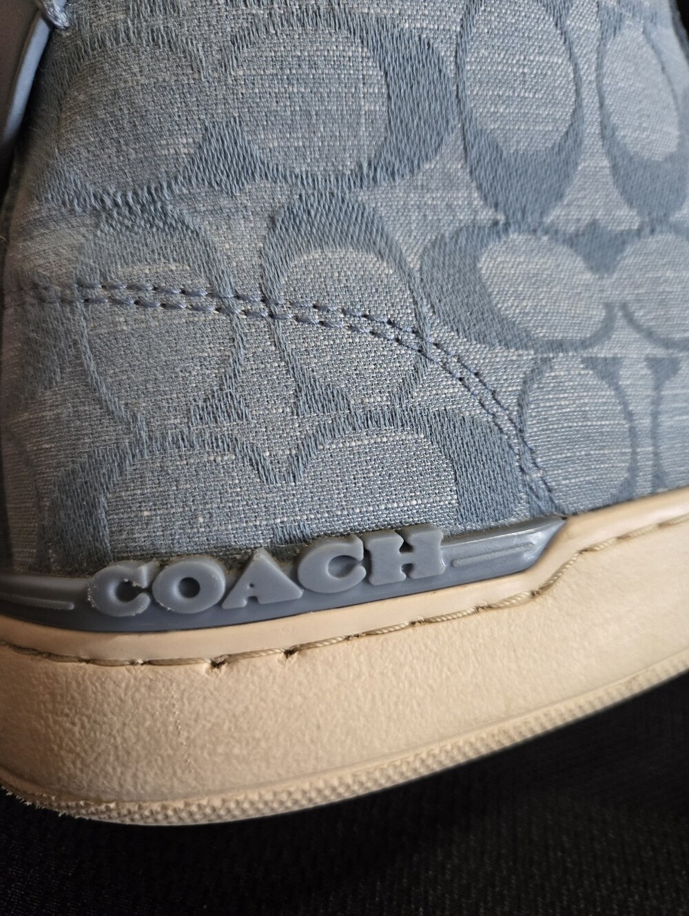 Coach Clip High Chambray Denim Blue High Top Signature-Pattern Sneakers - Picture 6 of 9